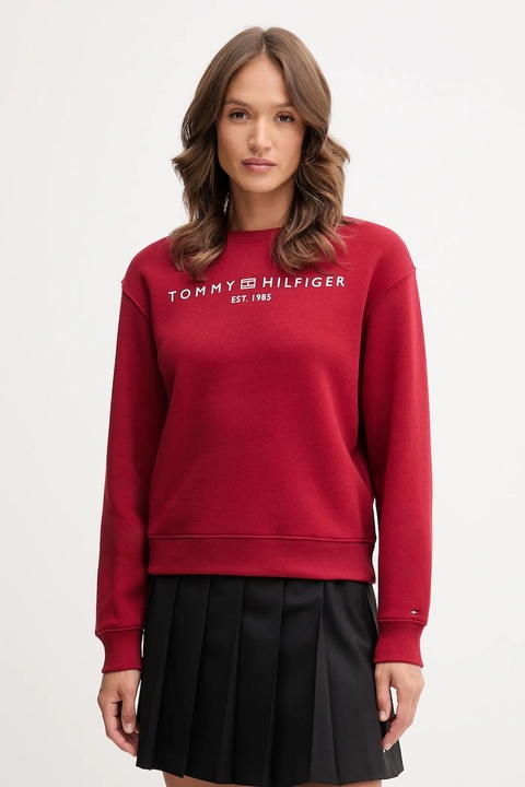Tommy Hilfiger bluza damska kolor bordowy z nadrukiem WW0WW39791 - zdjęcie produktu nr 1
