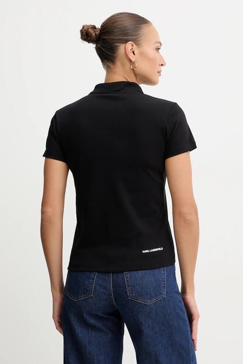 Karl Lagerfeld polo bawełniane IKON damski kolor czarny B1W17035 - zdjęcie produktu nr 1