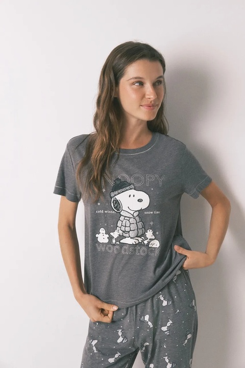 women'secret piżama SNOOPY damska kolor szary 3132165 - zdjęcie produktu nr 2
