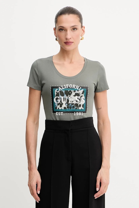 Guess t-shirt ANIMALIER damski kolor zielony W5YI27 J1314 - zdjęcie produktu nr 1