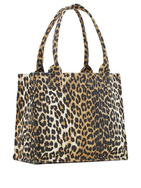 GANNI leopard-print canvas tote bag - Neutrals - zdjęcie produktu nr 1