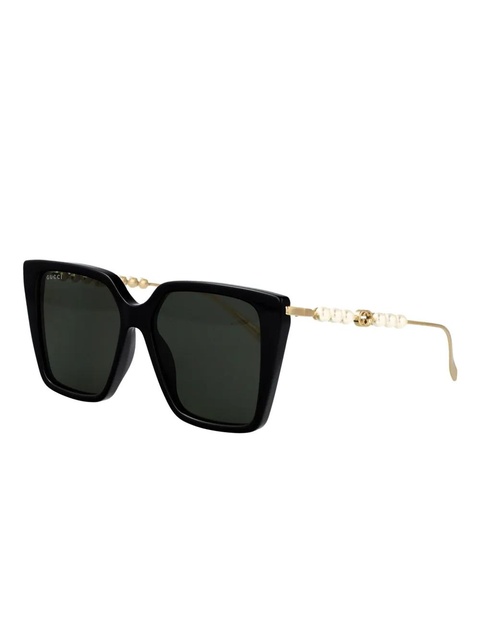 Gucci Eyewear pearl-embellished square-frame sunglasses - Black - zdjęcie produktu nr 2