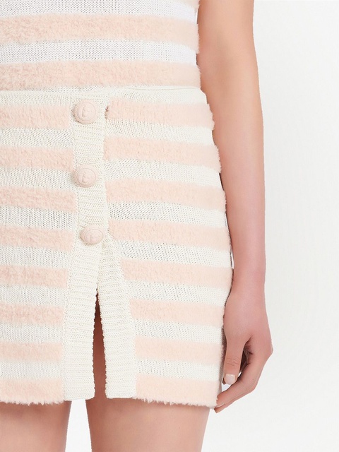 Balmain striped knitted button-up skirt - White - zdjęcie produktu nr 2