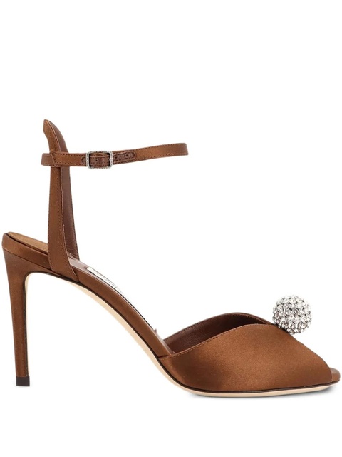 Jimmy Choo 85mm Sacora crystal-embellished sandals - Brown - zdjęcie produktu nr 1