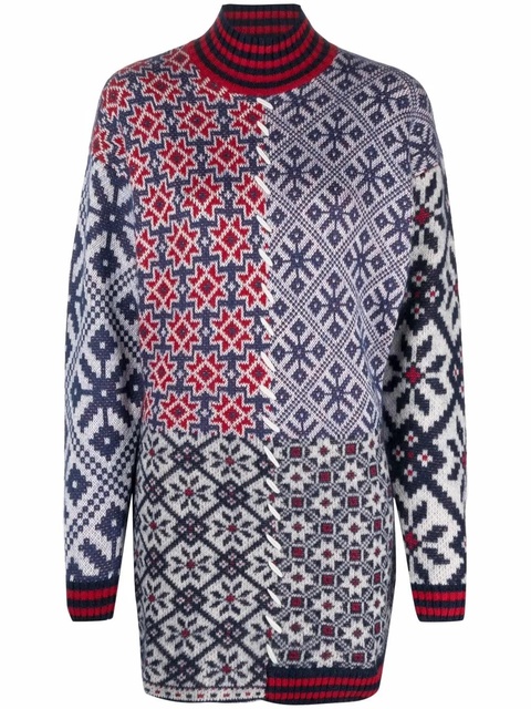 Golden Goose patchwork-detail roll neck dress - White - zdjęcie produktu nr 1