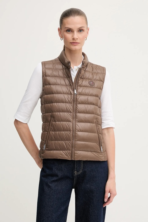 Tommy Hilfiger bezrękawnik puchowy kolor brązowy przejściowy WW0WW45499 - zdjęcie produktu nr 1