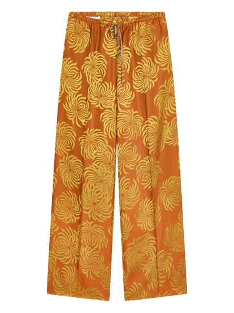 DRIES VAN NOTEN elasticated floral trousers - Orange - zdjęcie produktu nr 1