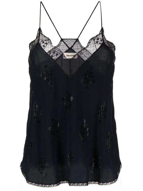 Zadig&Voltaire Christy rhinestone-embellished silk top - Blue - zdjęcie produktu nr 1