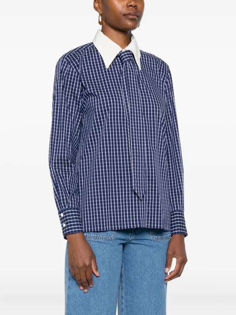 SANDRO checked tie-neck blouse - Blue - zdjęcie produktu nr 2