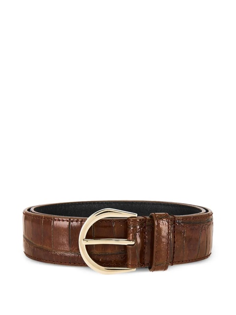 Saint Laurent crocodile-embossed leather belt - Brown - zdjęcie produktu nr 1
