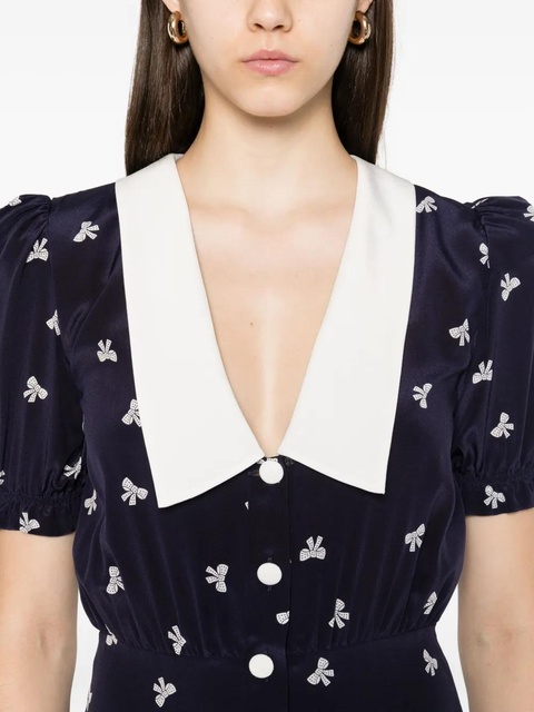 Alessandra Rich bow-print midi dress - Blue - zdjęcie produktu nr 2