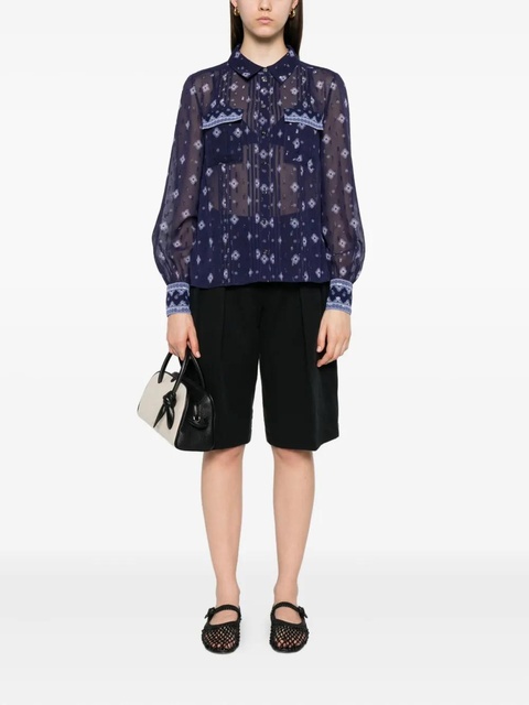 Self-Portrait patterned chiffon blouse - Blue - zdjęcie produktu nr 2