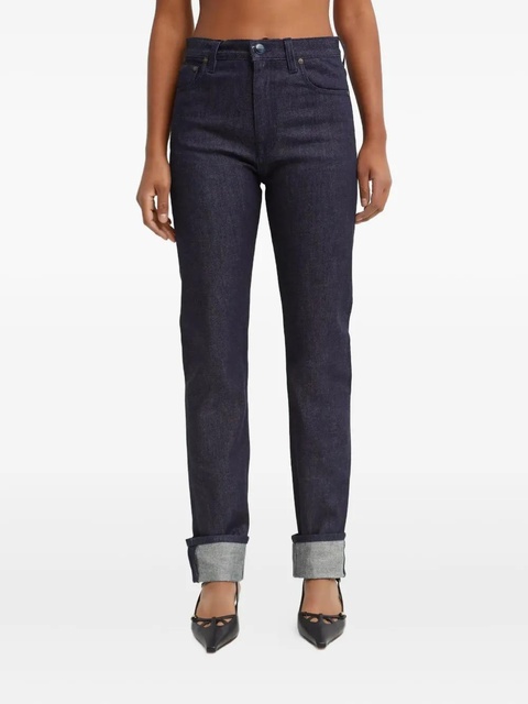 Victoria Beckham five-pocket leather-patch trousers - Blue - zdjęcie produktu nr 1