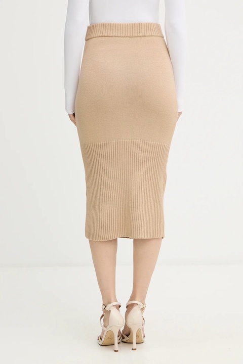 Armani Exchange spódnica z dodatkiem wełny kolor beżowy midi ołówkowa XW001309 AF13774 - zdjęcie produktu nr 2