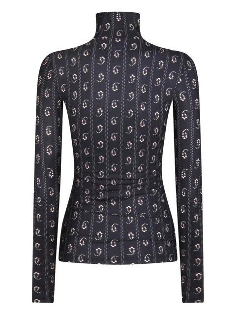 Tory Burch geometric-print turtleneck top - Blue - zdjęcie produktu nr 2