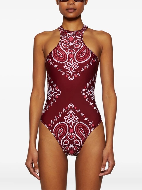 The Attico bandana-print halterneck swimsuit - Red - zdjęcie produktu nr 2