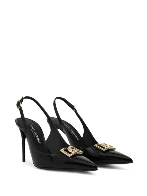 Dolce & Gabbana logo-plaque heeled slingback pumps - Black - zdjęcie produktu nr 1
