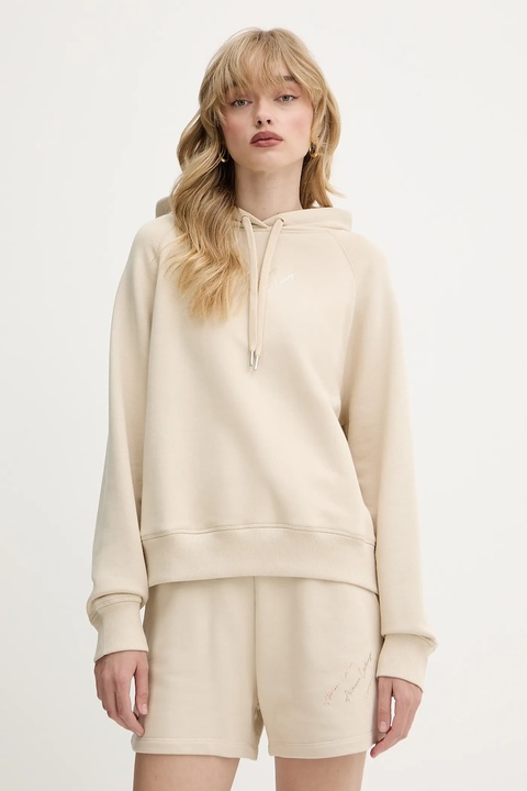 Armani Exchange bluza damska kolor beżowy z kapturem z aplikacją XW000157 AF11852 - zdjęcie produktu nr 1