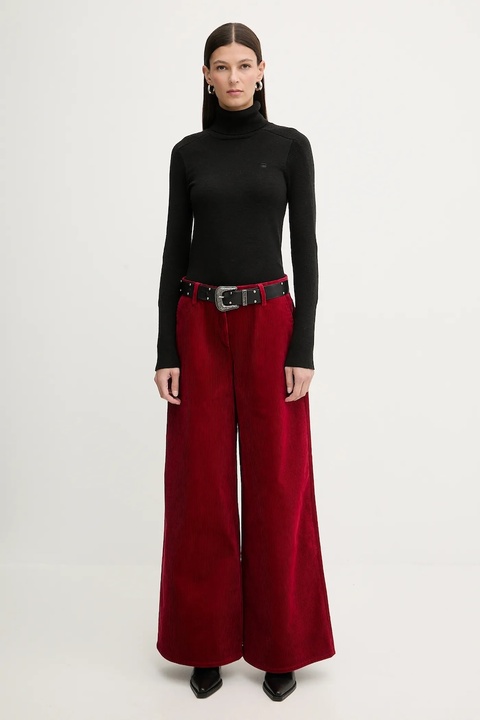 Filippa K spodnie sztruksowe kolor czerwony szerokie high waist 31981 - zdjęcie produktu nr 1