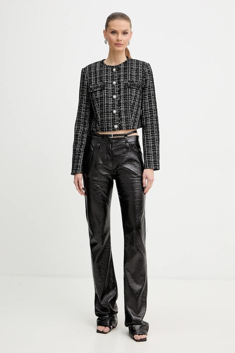 Guess marynarka SANDRA kolor czarny jednorzędowa wzorzysta W5BN63 W2382 - zdjęcie produktu nr 2