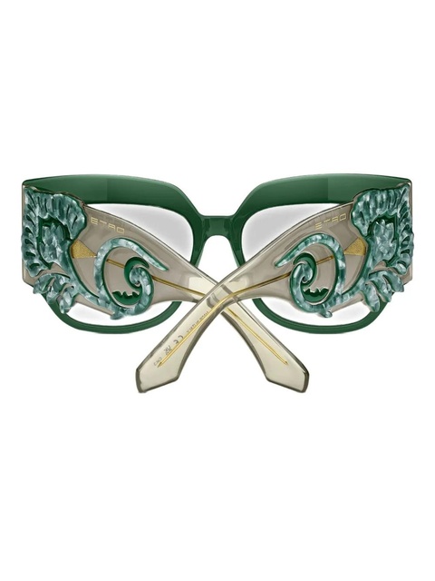 ETRO blossom-embellished square-frame sunglasses - Green - zdjęcie produktu nr 2