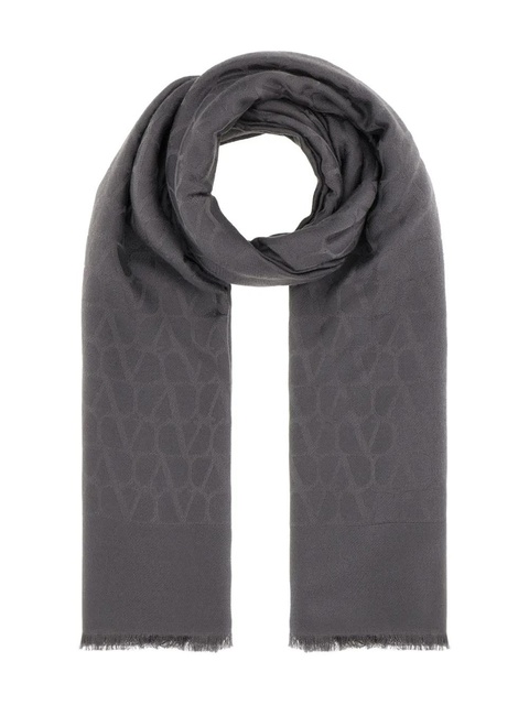 Valentino Garavani jacquard fringed scarf - Grey - zdjęcie produktu nr 1