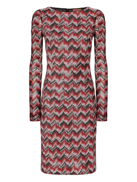 Missoni chevron-pattern long-sleeve midi dress - Red - zdjęcie produktu nr 1