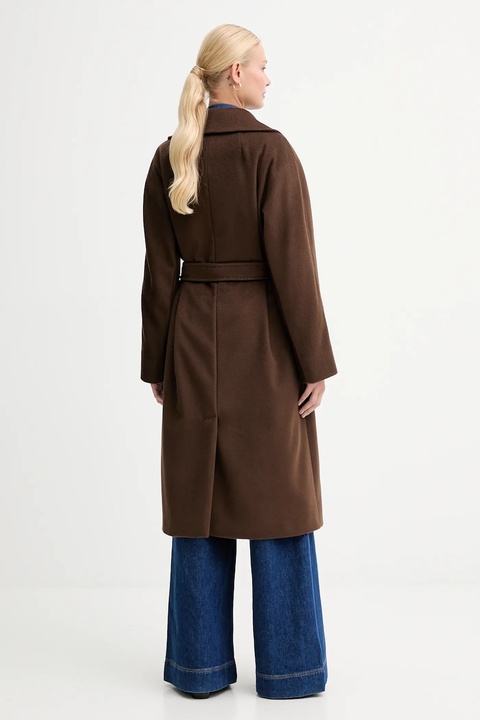 Weekend Max Mara płaszcz wełniany RESINA kolor brązowy 2525016102600 - zdjęcie produktu nr 2