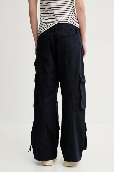 G-Star spodnie z domieszką wełny damskie kolor granatowy fason cargo high waist D26034-D401 - zdjęcie produktu nr 2