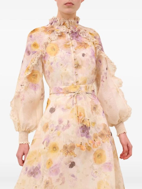 ZIMMERMANN Memento ruffled floral-print blouse - Neutrals - zdjęcie produktu nr 2