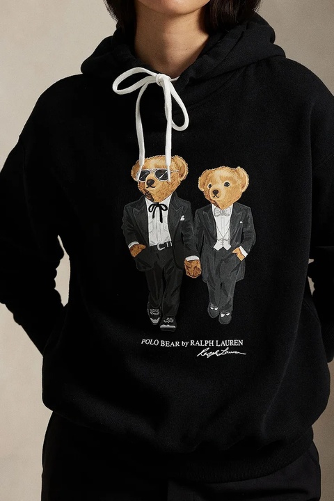 Polo Ralph Lauren bluza damska kolor czarny z kapturem z nadrukiem 211A87106 - zdjęcie produktu nr 1