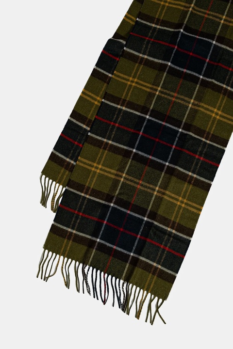 Barbour szalik z domieszką wełny kolor zielony wzorzysty - zdjęcie produktu nr 2