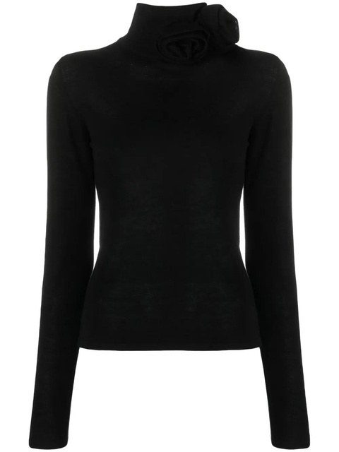 Blumarine floral-appliqué high-neck jumper - Black - zdjęcie produktu nr 1