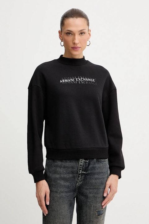 Armani Exchange bluza bawełniana damska kolor czarny z nadrukiem XW000787 AF16141 - zdjęcie produktu nr 1