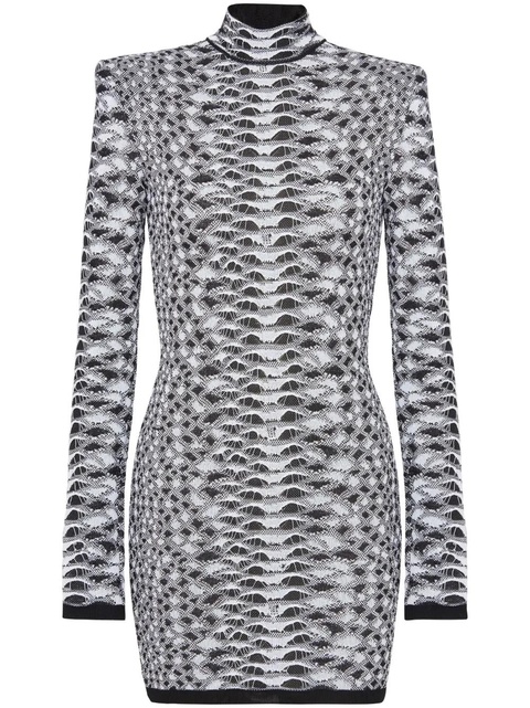 Balmain python-jacquard knitted minidress - Black - zdjęcie produktu nr 1
