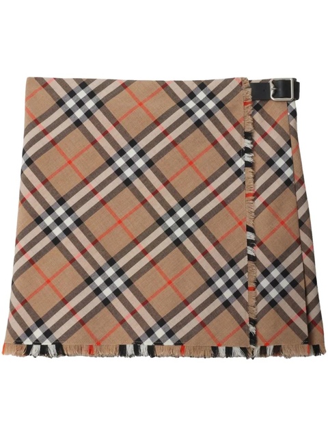 Burberry checkered wool-blend skirt - Brown - zdjęcie produktu nr 1