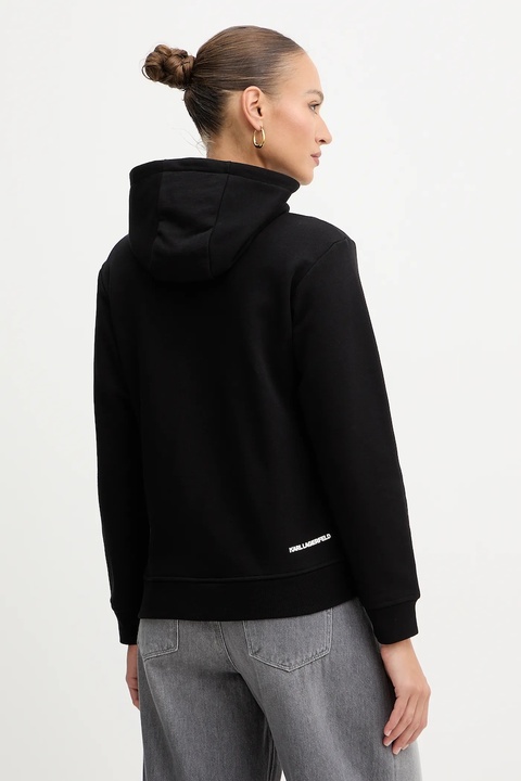 Karl Lagerfeld bluza damska kolor czarny z kapturem z nadrukiem B1W20012 - zdjęcie produktu nr 2