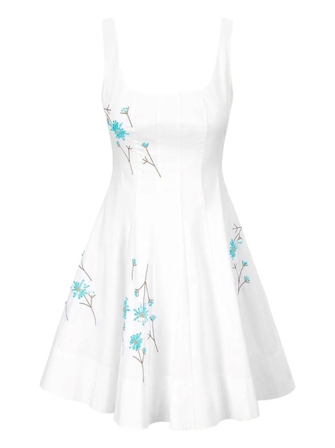 STAUD Wells floral-embroidered mini dress - White - zdjęcie produktu nr 1