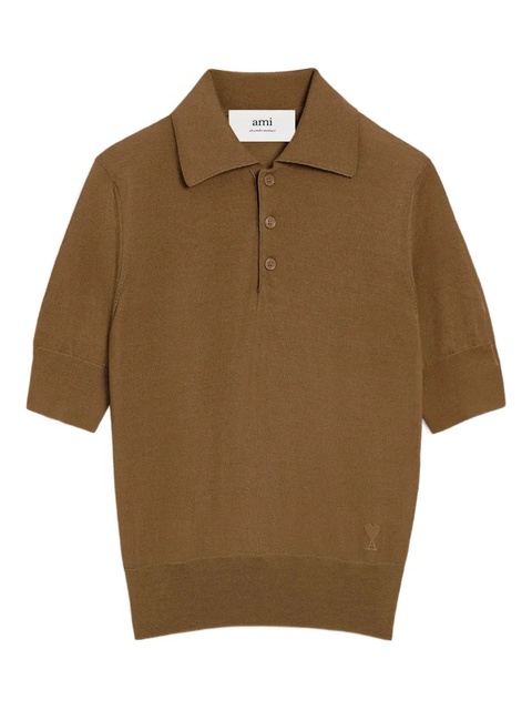 AMI Paris short-sleeve polo top - Brown - zdjęcie produktu nr 1
