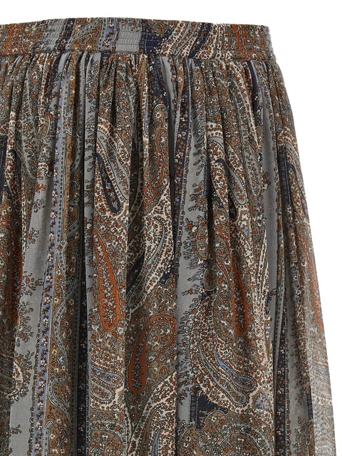 Saint Laurent paisley-print ruffled skirt - Grey - zdjęcie produktu nr 2