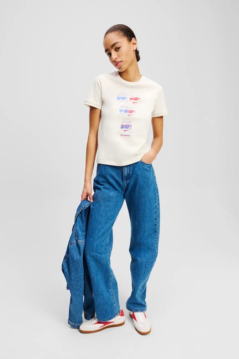 Karl Lagerfeld t-shirt bawełniany damski kolor beżowy A2W17112 - zdjęcie produktu nr 2