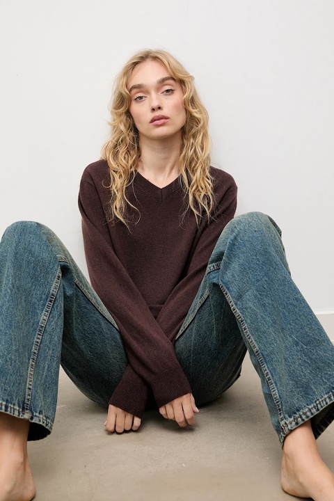 Answear.LAB sweter z wełny merino damski kolor brązowy lekki - zdjęcie produktu nr 1