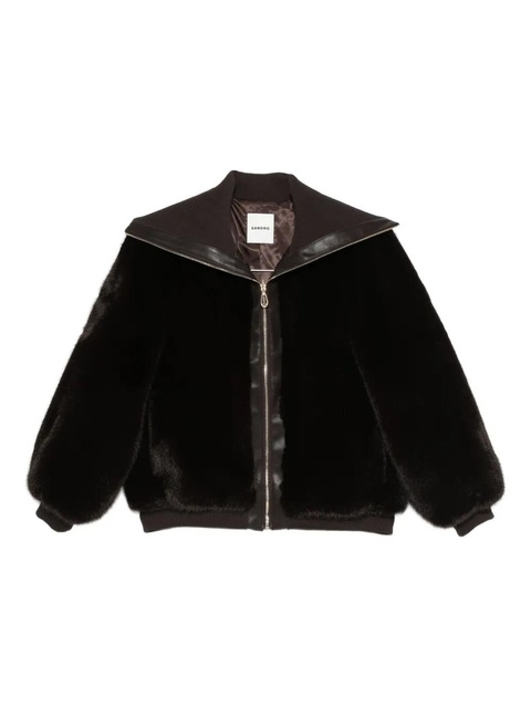 SANDRO faux-fur high-neck jacket - Brown - zdjęcie produktu nr 1