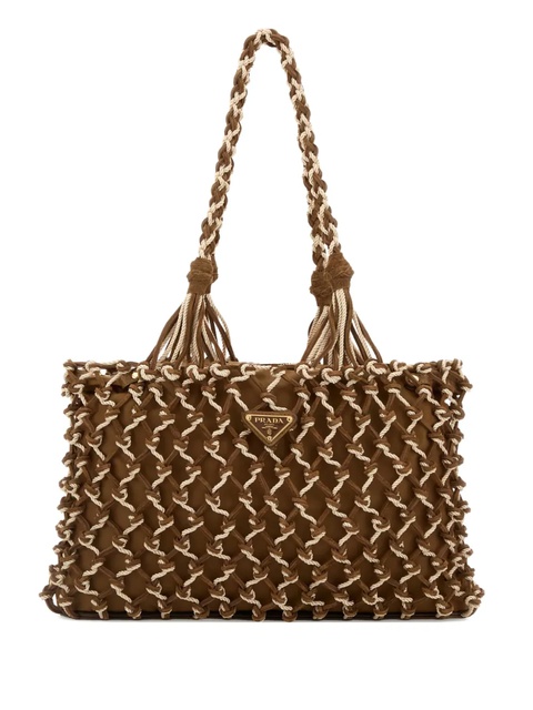 Prada small Noué braided-handle tote bag - Brown - zdjęcie produktu nr 1