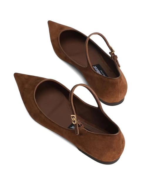 Dolce & Gabbana pointed-toe ankle-strap flats - Brown - zdjęcie produktu nr 2