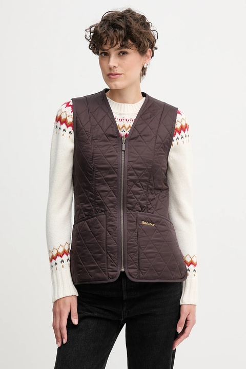 Barbour bezrękawnik damski kolor brązowy przejściowy - zdjęcie produktu nr 1