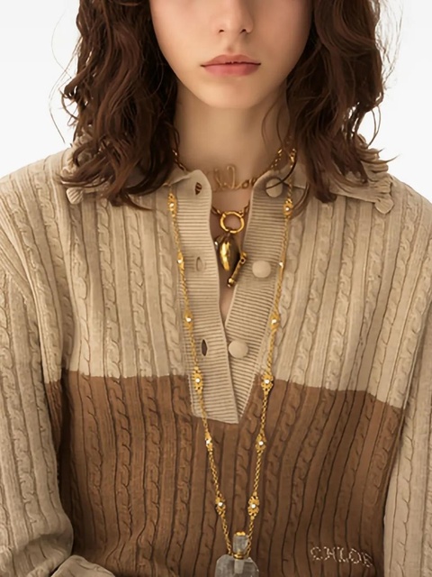 Chloé cable-knit two-tone sweater - Brown - zdjęcie produktu nr 2