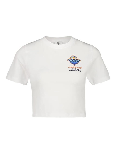 Casablanca L'Été En Liberté printed short-sleeve cropped T-shirt - White - zdjęcie produktu nr 1