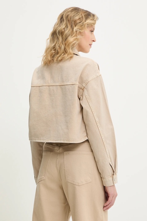 Answear Lab kurtka jeansowa kolor beżowy przejściowa oversize - zdjęcie produktu nr 2