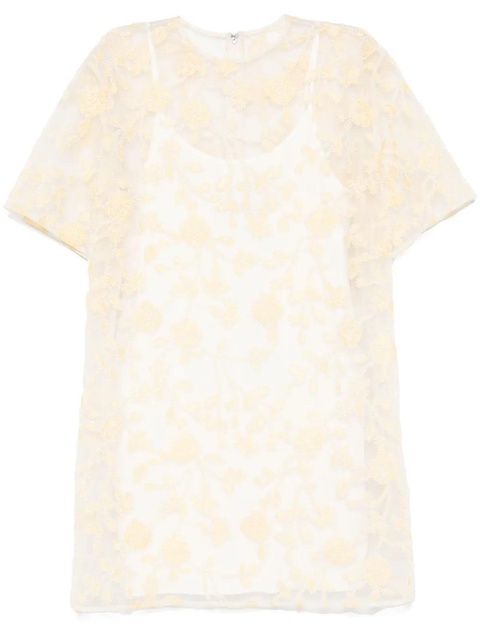 ROTATE BIRGER CHRISTENSEN floral-embroidered beaded mini dress - Yellow - zdjęcie produktu nr 1